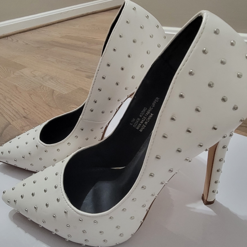 Cape Robbin White Studded Women's Heels - Picture 4 of 4